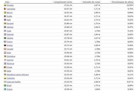 Ranking mostra os países com maior tamanho médio。